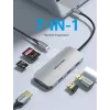 Prijungimo stotelė Vention USB-C į HDMI USB 3.0x3 SD TF PD 100W Pilka