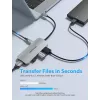 Prijungimo stotelė Vention USB-C į HDMI USB 3.0x3 SD TF PD 100W Pilka