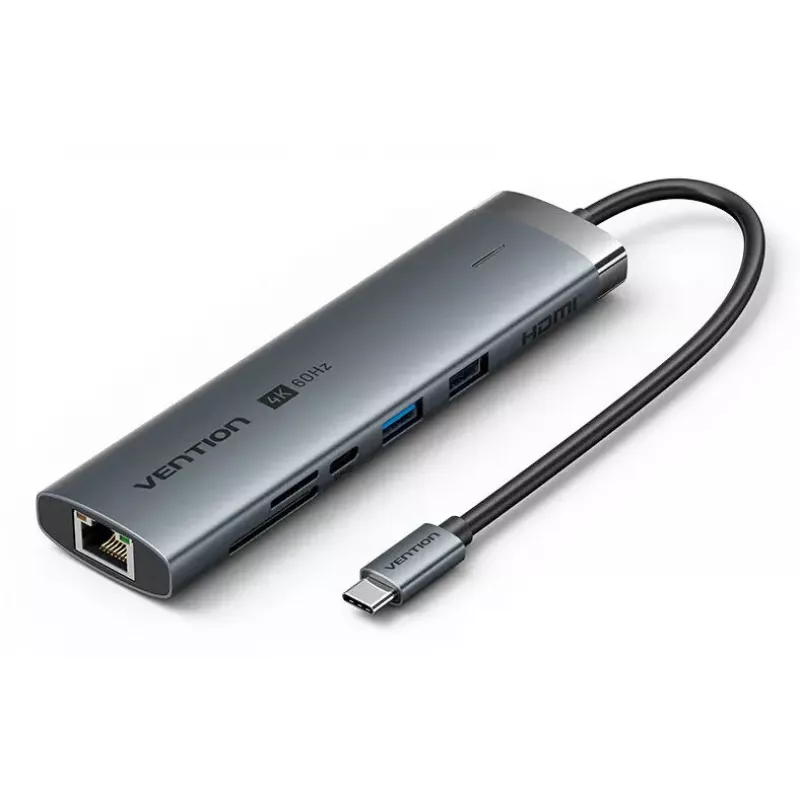 Dokingo stotis Vention 9-in-1 USB-C TGVHB — RJ-45, HDMI 4K@60Hz, USB 3.2 Gen1, SD/MicroSD, 1x USB-C
