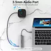 Dokas Vention Daugiafunkcinis USB-C į HDMI USB3.0x3 RJ45 SD TF TRRS 3.5mm PD 0.15M Pilkas Aliuminio lydinys