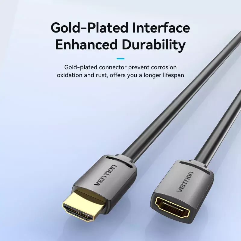 HDMI kabelis Vention HDMI-A kištukas į HDMI-A lizdą 2 m, HDMI 2.0 18 Gbit/s, 4K, auksuoti kontaktai, juodas
