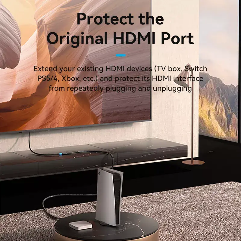 HDMI kabelis Vention HDMI-A kištukas į HDMI-A lizdą 2 m, HDMI 2.0 18 Gbit/s, 4K, auksuoti kontaktai, juodas