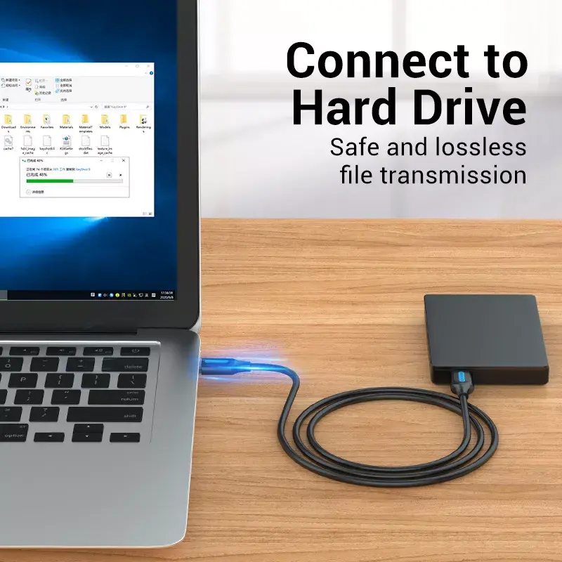 USB 2.0 A–A kabelis Vention 2 m, juodas PVC, USB A į USB A, 0,48 Gbit/s