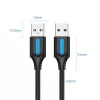 USB 2.0 A–A kabelis Vention 2 m, juodas PVC, USB A į USB A, 0,48 Gbit/s