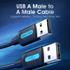 USB 2.0 A–A kabelis Vention 2 m, juodas PVC, USB A į USB A, 0,48 Gbit/s