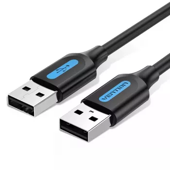 USB 2.0 A–A kabelis Vention 2 m, juodas PVC, USB A į USB A, 0,48 Gbit/s