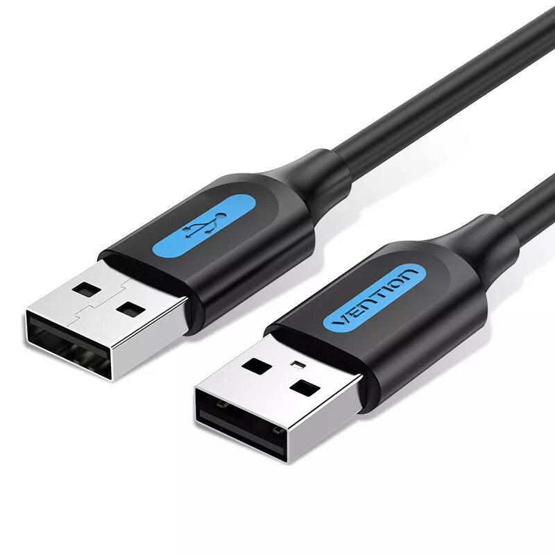 USB 2.0 A–A kabelis Vention 2 m, juodas PVC, USB A į USB A, 0,48 Gbit/s