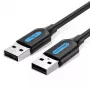 USB 2.0 A–A kabelis Vention 2 m, juodas PVC, USB A į USB A, 0,48 Gbit/s