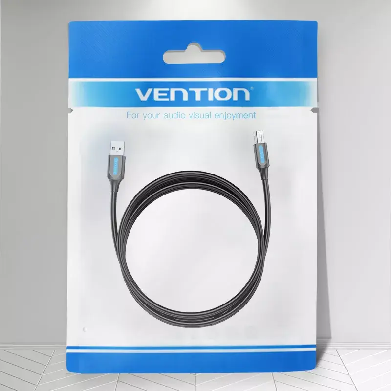 USB 2.0 A laidas (kištukas) į B (kištukas) 3 m — Vention — juodas PVC, 480 Mbps, 2 A