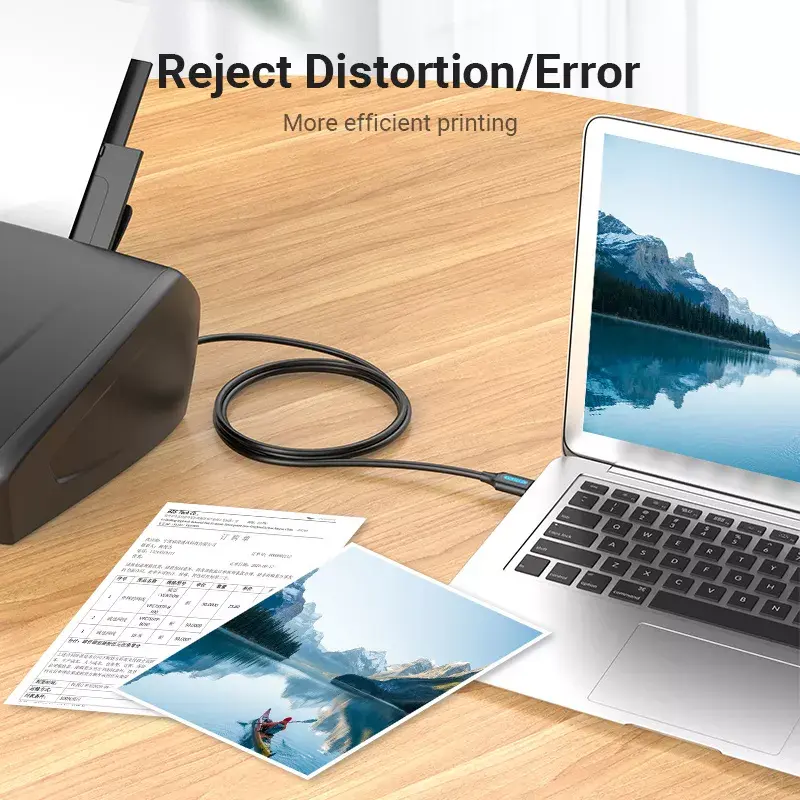 USB 2.0 A laidas (kištukas) į B (kištukas) 3 m — Vention — juodas PVC, 480 Mbps, 2 A