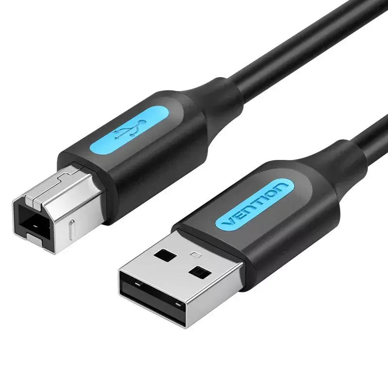 USB 2.0 A laidas (kištukas) į B (kištukas) 3 m — Vention — juodas PVC, 480 Mbps, 2 A