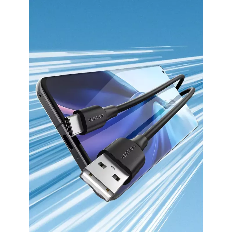 Vention USB 2.0 A kištukas į C patiną 3A laidas 0,25 m juodas