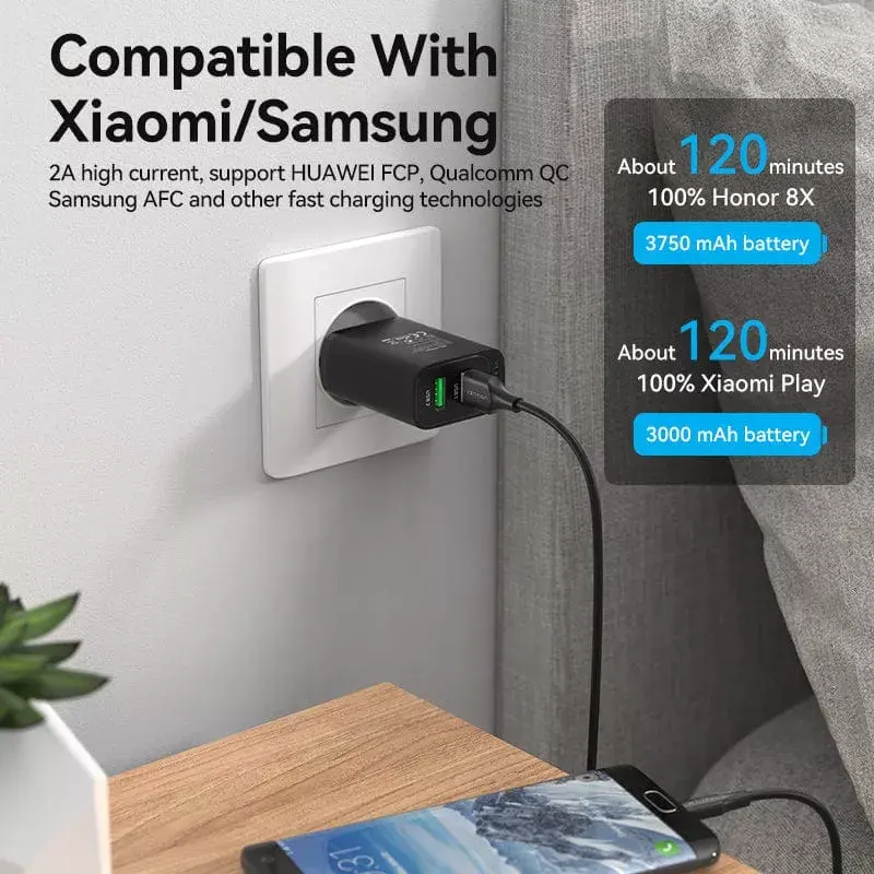 Vention USB 2.0 A kištukas į Micro-B patiną 2A laidas 0,5 m juodas