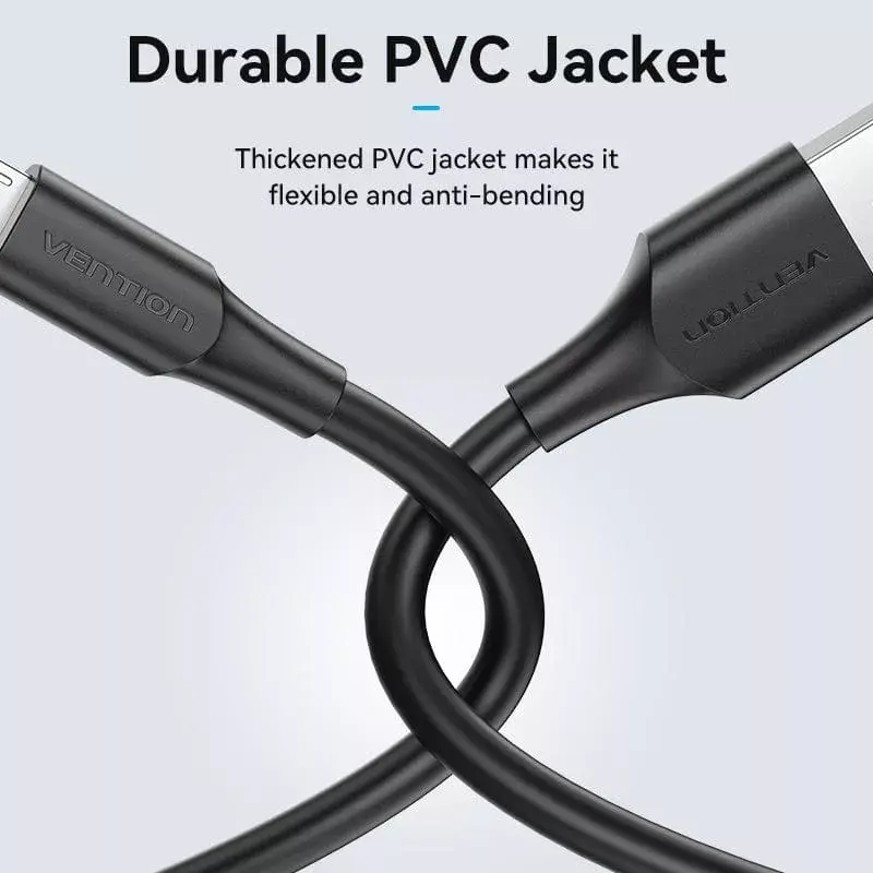 Vention USB 2.0 A laidas, kištukas – Micro-USB B kištukas, 2A, 1 m, juodas