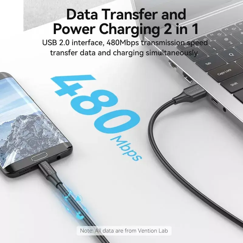 Vention USB 2.0 A tiesus – Micro-B tiesus laidas 2A 2 m juodas