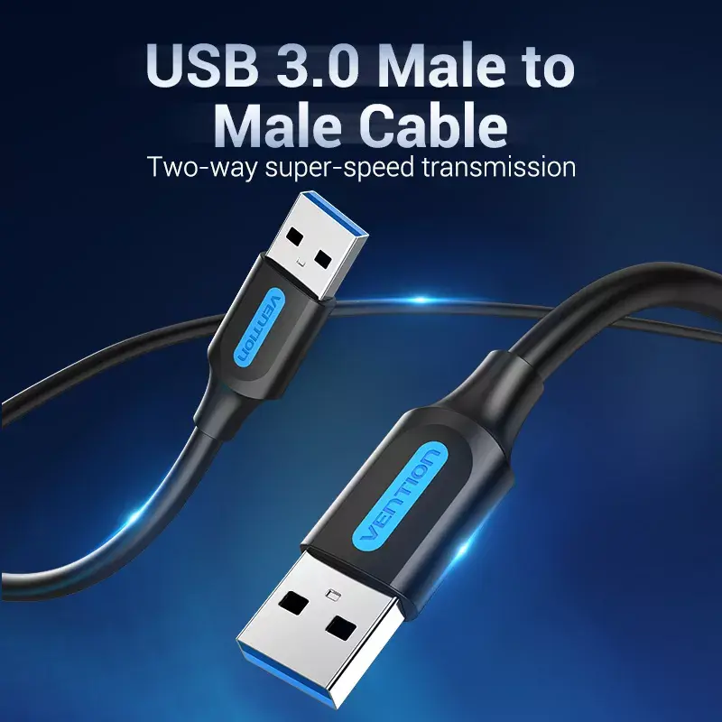USB A į A kabelis Vention CONBD 0,5 m, USB 3.2 Gen 1 (5 Gbit/s), juodas