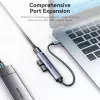 USB šakotuvas Vention CKOHB — 4 prievadų USB 3.2 Gen 1/USB 2.0 šakotuvas, 0,15 m laidas, pilkas aliuminis