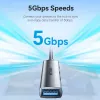 USB šakotuvas Vention CKOHB — 4 prievadų USB 3.2 Gen 1/USB 2.0 šakotuvas, 0,15 m laidas, pilkas aliuminis