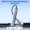 USB šakotuvas Vention CKOHB — 4 prievadų USB 3.2 Gen 1/USB 2.0 šakotuvas, 0,15 m laidas, pilkas aliuminis