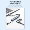 USB šakotuvas Vention CKOHB — 4 prievadų USB 3.2 Gen 1/USB 2.0 šakotuvas, 0,15 m laidas, pilkas aliuminis