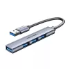 USB šakotuvas Vention CKOHB — 4 prievadų USB 3.2 Gen 1/USB 2.0 šakotuvas, 0,15 m laidas, pilkas aliuminis