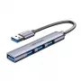 USB šakotuvas Vention CKOHB — 4 prievadų USB 3.2 Gen 1/USB 2.0 šakotuvas, 0,15 m laidas, pilkas aliuminis