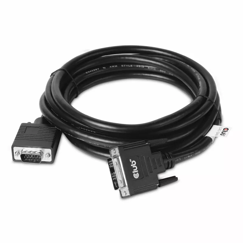DVI-A į VGA laidas V/V CLUB3D CAC-1243 3m 28 AWG juodas