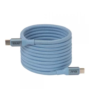 CLUB3D USB-C® magnetinis-spiralinis 240W PD3.1 mėlynas kabelis 2m / 6.56ft Greitas įkrovimas