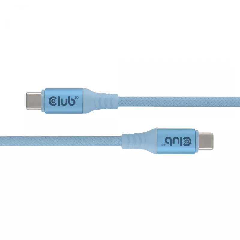 CLUB3D USB-C® magnetinis-spiralinis 240W PD3.1 mėlynas kabelis 2m / 6.56ft Greitas įkrovimas