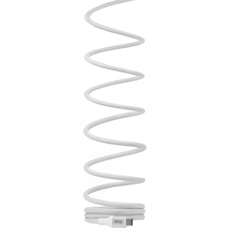 USB-C magnetinės spiralės laidas Club 3D CAC-3032 — baltas, magnetinės spiralės dizainas, skirtas įkrovimui ir duomenų perdavimui