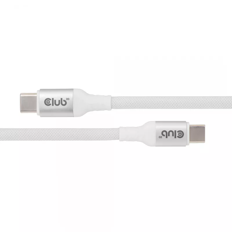 USB-C magnetinės spiralės laidas Club 3D CAC-3032 — baltas, magnetinės spiralės dizainas, skirtas įkrovimui ir duomenų perdavimui