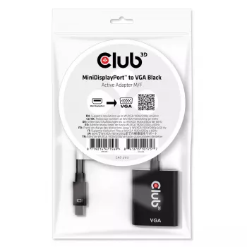 CLUB3D MiniDisplayPort™ į VGA juodas aktyvus adapteris M/F