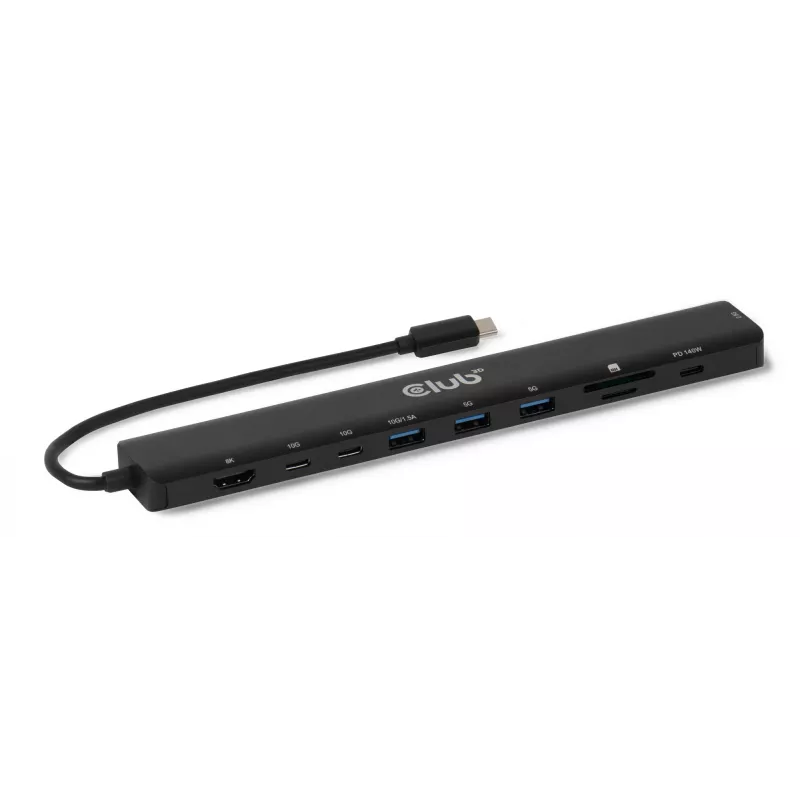 CLUB3D 10-1 nešiojamas dokas USB Type-C® 10 Gbps į HDMI™ 8K30Hz PD3.1 iki 140W