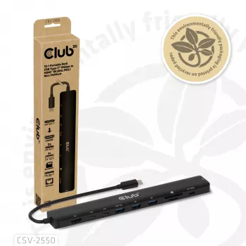 CLUB3D 10-1 nešiojamas dokas USB Type-C® 10 Gbps į HDMI™ 8K30Hz PD3.1 iki 140W