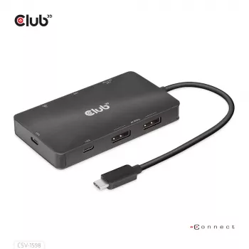 “CLUB3D” USB Gen2 Type-C į dvigubą DisplayPort 4k60Hz 7-in-1 HUB