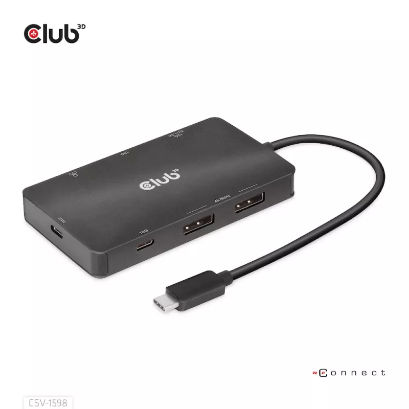 “CLUB3D” USB Gen2 Type-C į dvigubą DisplayPort 4k60Hz 7-in-1 HUB