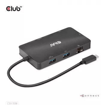“CLUB3D” USB Gen2 Type-C į dvigubą DisplayPort 4k60Hz 7-in-1 HUB