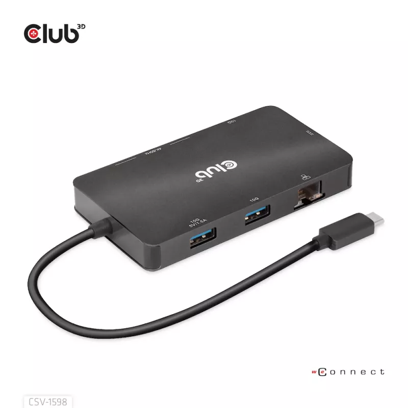 “CLUB3D” USB Gen2 Type-C į dvigubą DisplayPort 4k60Hz 7-in-1 HUB