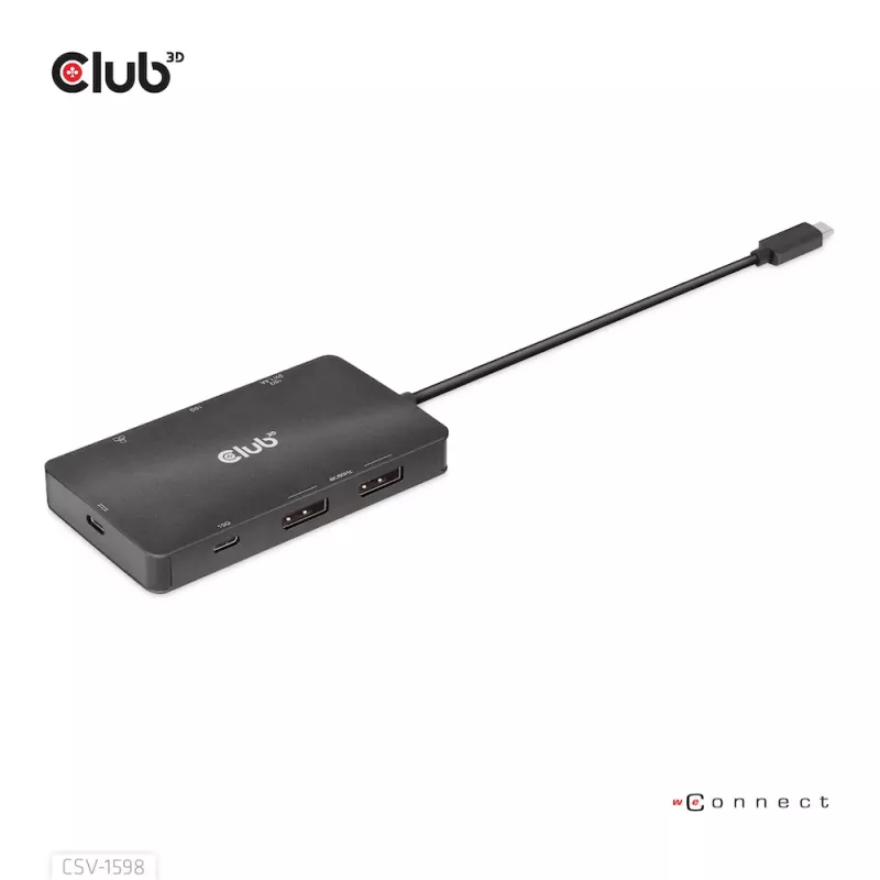 “CLUB3D” USB Gen2 Type-C į dvigubą DisplayPort 4k60Hz 7-in-1 HUB