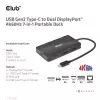“CLUB3D” USB Gen2 Type-C į dvigubą DisplayPort 4k60Hz 7-in-1 HUB