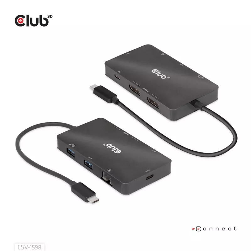 “CLUB3D” USB Gen2 Type-C į dvigubą DisplayPort 4k60Hz 7-in-1 HUB