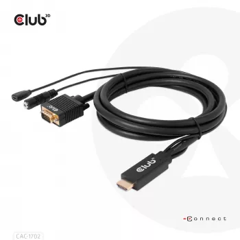 CLUB3D HDMI į VGA laidas M/M 2 m / 6,56 pėd. 28AWG