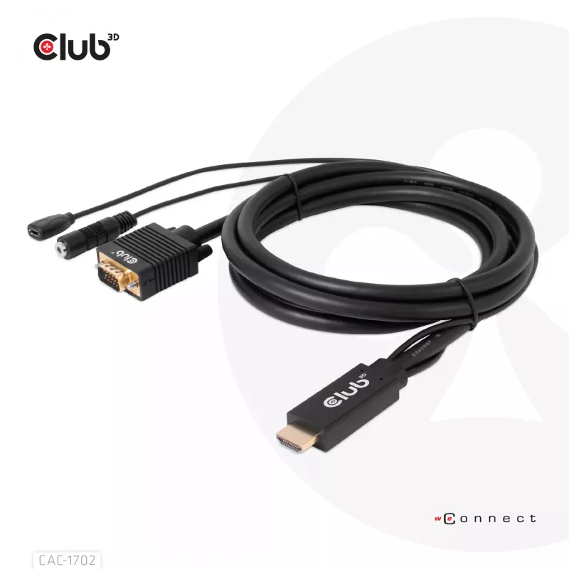 CLUB3D HDMI į VGA laidas M/M 2 m / 6,56 pėd. 28AWG