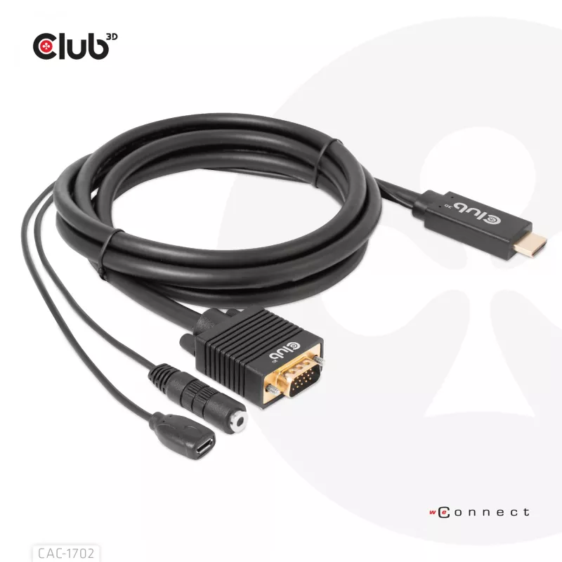 CLUB3D HDMI į VGA laidas M/M 2 m / 6,56 pėd. 28AWG