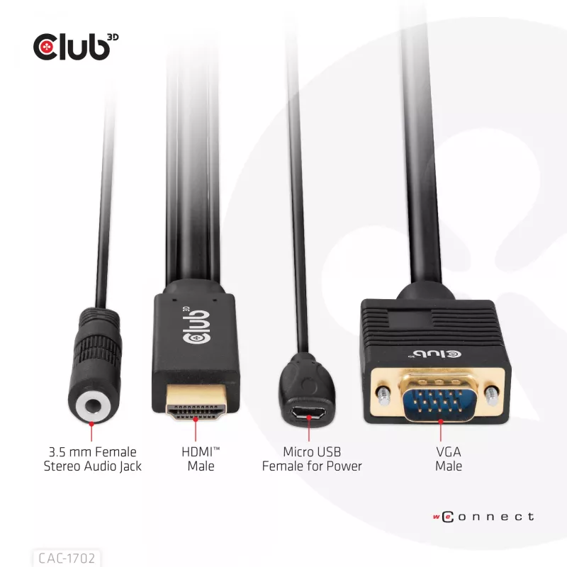 CLUB3D HDMI į VGA laidas M/M 2 m / 6,56 pėd. 28AWG