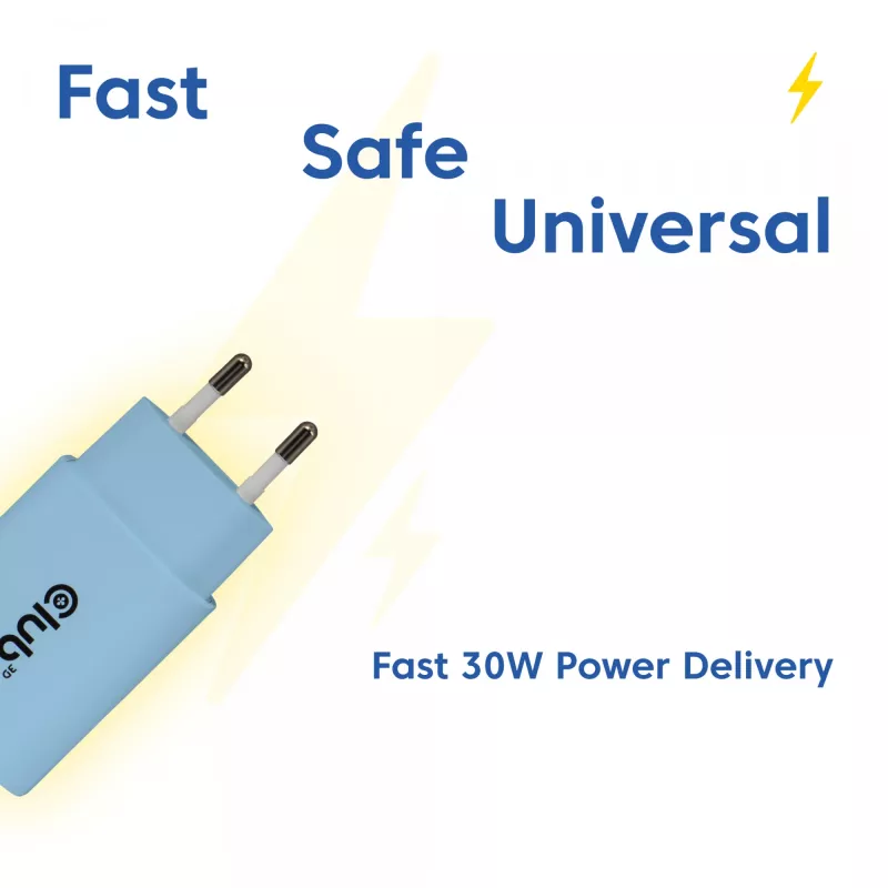 CLUB3D 2-Pack USB C Charger 30 Watt Whit, Patalpose, AC, Mėlynas