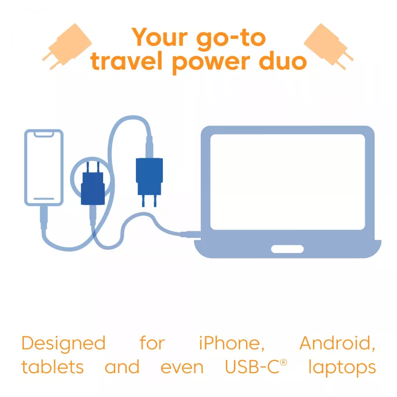 CLUB3D 2-Pack USB C Charger 30 Watt Whit, Patalpose, AC, Mėlynas