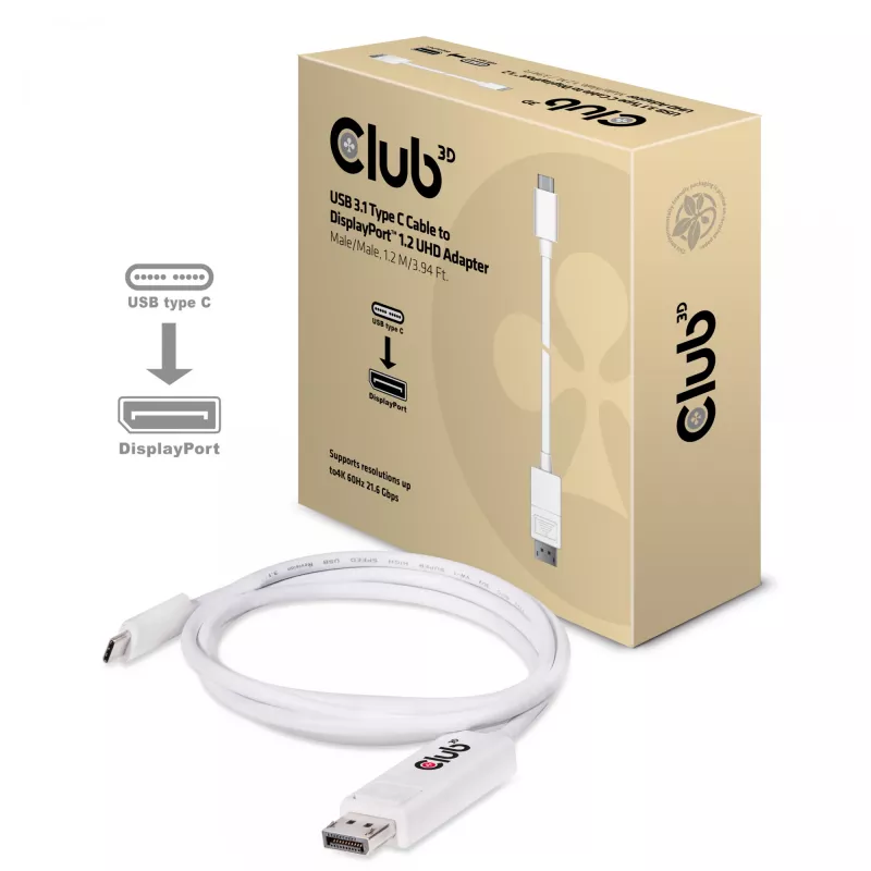 CLUB3D USB 3.1 Type C laidas prie DisplayPort 1.2 UHD adapterio