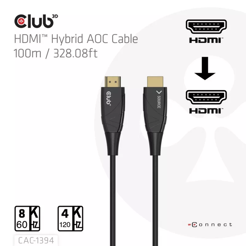CLUB3D CAC-1394 Ultra High Speed AOC kabelis 4K120Hz/8K60Hz Unidirectional M/M 100m