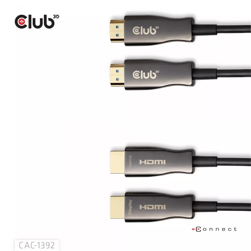CLUB3D HDMI™ Hybrid AOC kabelis 8K60Hz/4K120Hz 30m / 98.42 ft, 30 m, HDMI Type A (Standard), HDMI Type A (Standard), 48 Gbit/s, Juoda